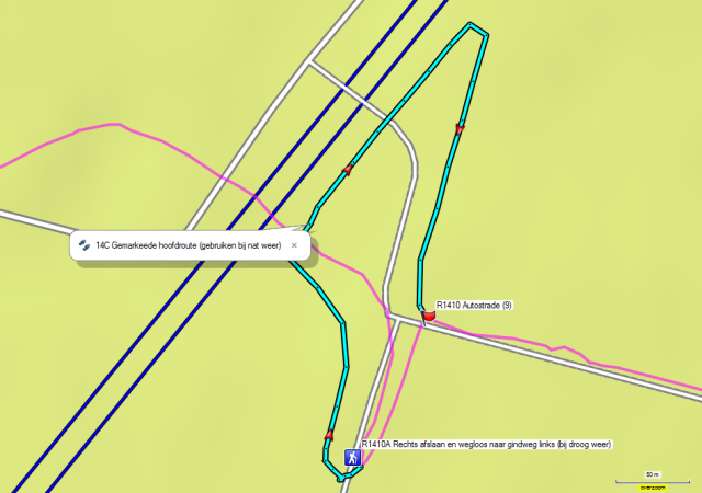 14C Gemarkeede hoofdroute (gebruiken bij nat weer)